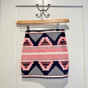 Zara Pink and Navy Mini Pencil Skirt